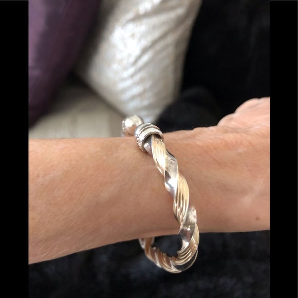 Sterling horseshoe bangle bracelet, gold overlay. - Picture 1 of 5
